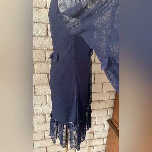 Max Studio Elegant Navy Lace Dress Size Small - Picture 7 of 12